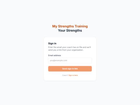 Screenshot of the My Strengths Training platform sign-in page